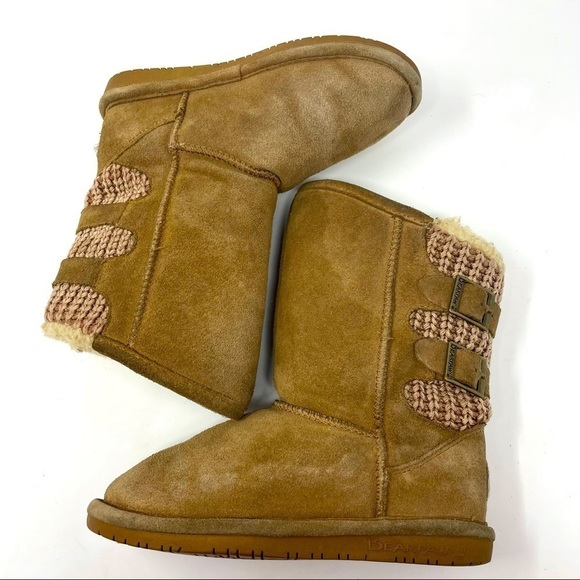 Bearpaw Kids Winter Boots – Sheepskin Leather, Wool Lined, Size 2 - Picture 4 of 11